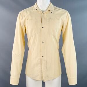 NICE COLLECTIVE Size M Cream Corduroy Cotton Two Pockets Snaps Long Sleeve Shirt